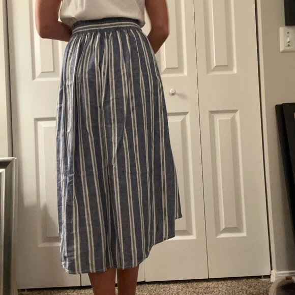 Striped Blue Midi Skirt - Picture 4 of 4
